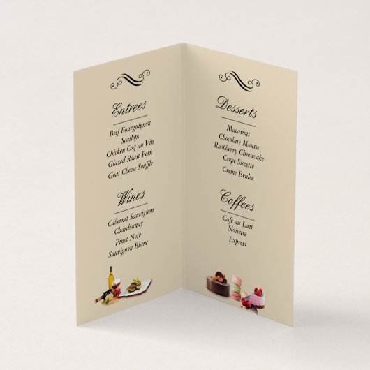 restaurant menu gevouwen visitekaartje (Binnen)