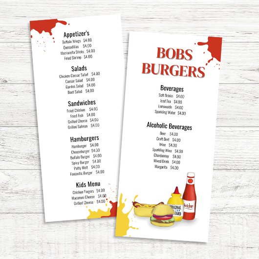 Restaurant Menu Hamburger Hot Dog