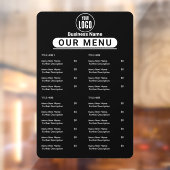 Restaurant Menu | Menu van Black Logo Cafe Raamsticker (Vel 2)