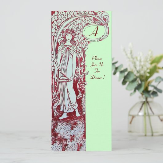 RESTAURANT MENU MONOGRAM Green Brown Dinner, Brunc Kaart (Staand voorkant)