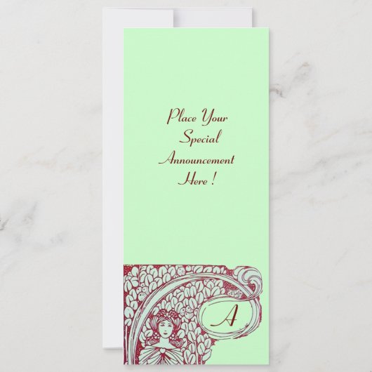 RESTAURANT MENU MONOGRAM Green Brown Dinner, Brunc Kaart (Achterkant)