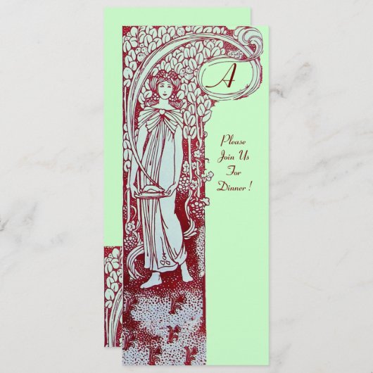 RESTAURANT MENU MONOGRAM Green Brown Dinner, Brunc Kaart (Voorkant / Achterkant)