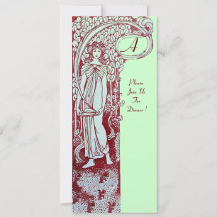 RESTAURANT MENU MONOGRAM Green Brown Dinner, Brunc Kaart