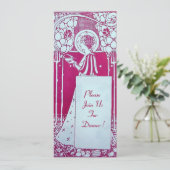 RESTAURANT MENU MONOGRAM Pink White Dinner, Brunch Kaart (Staand voorkant)