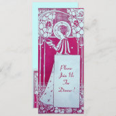 RESTAURANT MENU MONOGRAM Pink White Dinner, Brunch Kaart (Voorkant / Achterkant)