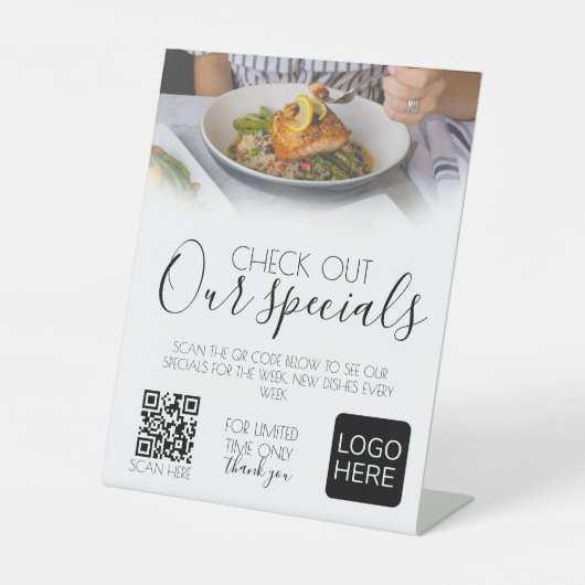 Restaurant menu onze specials teken Pedestal Sign Reclamebord Met Voetstuk (Voorkant)