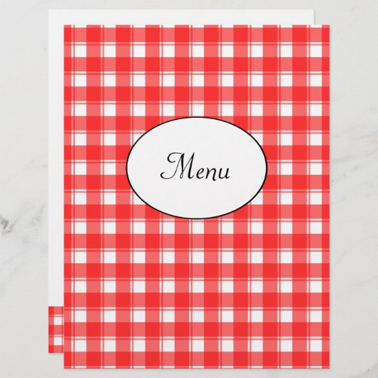 Restaurant Menu Red Checks Custom Flyer Sjabloon (Voorkant / Achterkant)