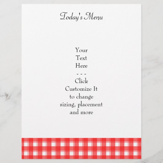 Restaurant Menu Red Checks Custom Flyer Sjabloon (Achterkant)