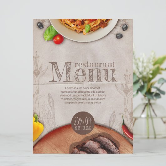 Restaurant Menu zachte achtergrond (sjabloon) (Staand voorkant)