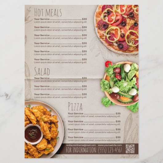 Restaurant Menu zachte achtergrond (sjabloon) (Achterkant)