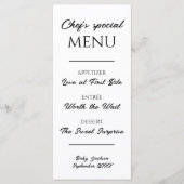 Restaurant Menu Zwangerschapsaankondiging Baby Ont (Voorkant)