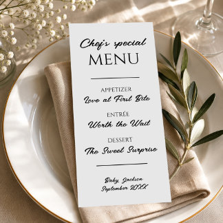 Restaurant Menu Zwangerschapsaankondiging Baby Ont