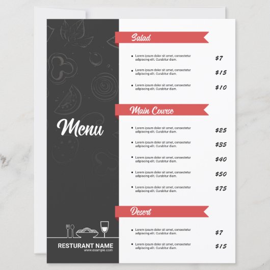 Restaurant Menufolder Sjabloon (Voorkant)