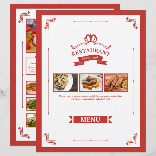 Restaurant Menufolder Sjabloon (Voorkant / Achterkant)