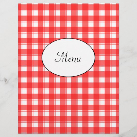 Restaurant Menukaart Rode Ruiten Aangepaste Flyer (Voorkant)