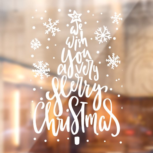 restaurant Merry Kerstsnowflakes Raamsticker (Vel 2)