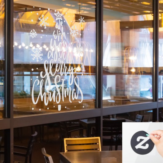 restaurant Merry Kerstsnowflakes Raamsticker (Restaurant Raam)