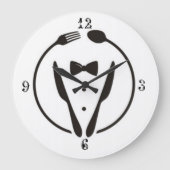 Restaurant met eenvoudige kunst grote klok (Voorkant)