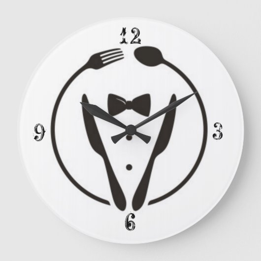 Restaurant met eenvoudige kunst grote klok (Voorkant)