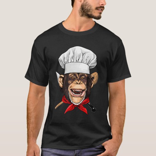 Restaurant Monkey Chef Cook Culinary Kitchen Cooki T-shirt (Voorkant)