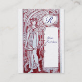 RESTAURANT MONOGRAM 2 rood, wit parel papier Visitekaartje (Achterkant)