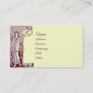 RESTAURANT MONOGRAM Red Brown Cream Pearl Visitekaartje