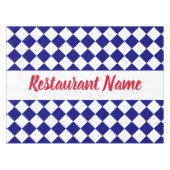 Restaurant Naam Donkerblauw & Wit Checkerboard Tafelkleed (Voorkant (Horizontaal))