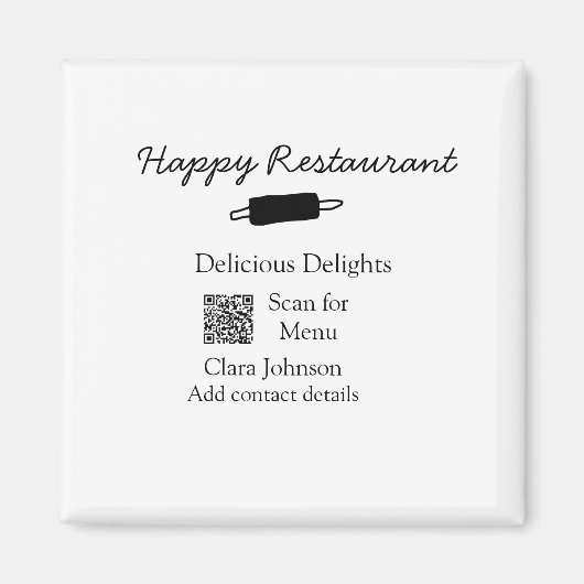 Restaurant naam scan QR menu contactgegevens toevo Magneet (Voorkant)