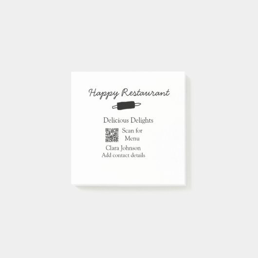 Restaurant naam scan QR menu contactgegevens toevo Post-it® Notes (Voorkant)