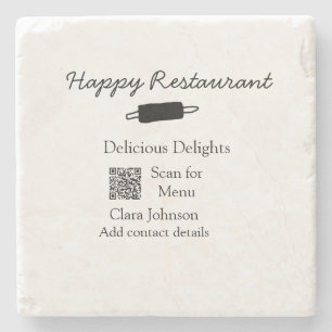 Restaurant naam scan QR menu contactgegevens toevo Stenen Onderzetter