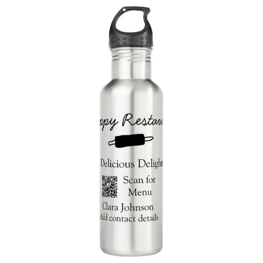Restaurant naam scan QR menu contactgegevens toevo Waterfles (Voorkant)