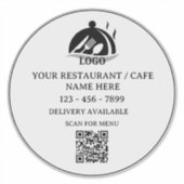 Restaurant of Café Logo QR Code Promotionele Vinyl Sticker (Voorkant)