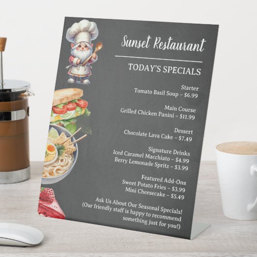Restaurant of Café Menu Weergave Reclamebord Met Voetstuk (Insitu)