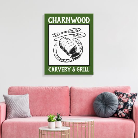 Restaurant of Carvery Sign Board. Canvas Afdruk (Insitu (Woonkamer))