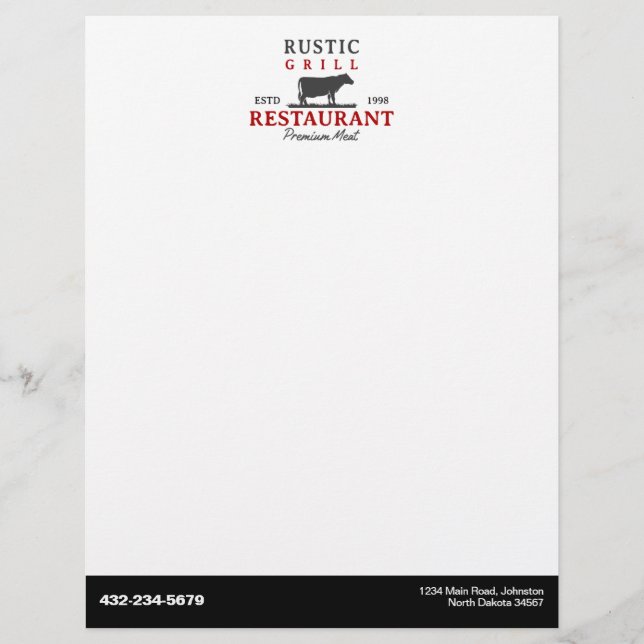 Restaurant of elke andere onderneming briefhoofd (Voorkant)
