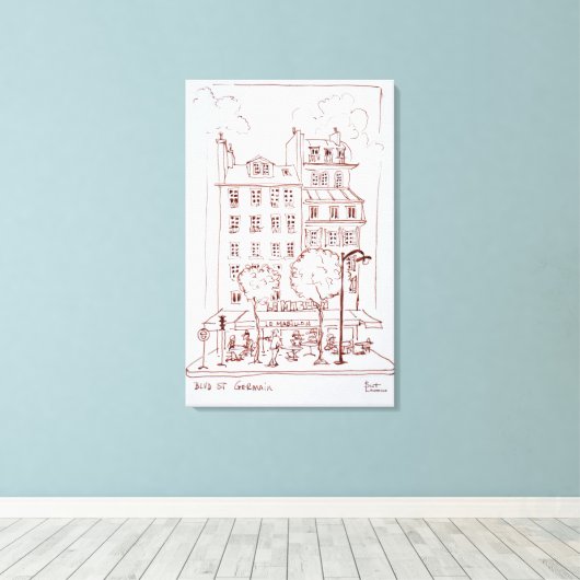 Restaurant op Boulevard | Saint-Germain, Parijs Canvas Afdruk (Insitu (Houten vloer))