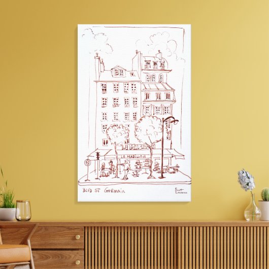 Restaurant op Boulevard | Saint-Germain, Parijs Canvas Afdruk (Insitu (Woonkamer))