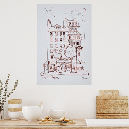 Restaurant op Boulevard | Saint-Germain, Parijs Poster (Keuken)