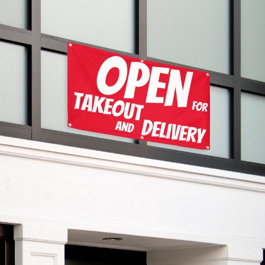 Restaurant OPEN voor afhaalbanner Spandoek (Buitenkant Gebouw)