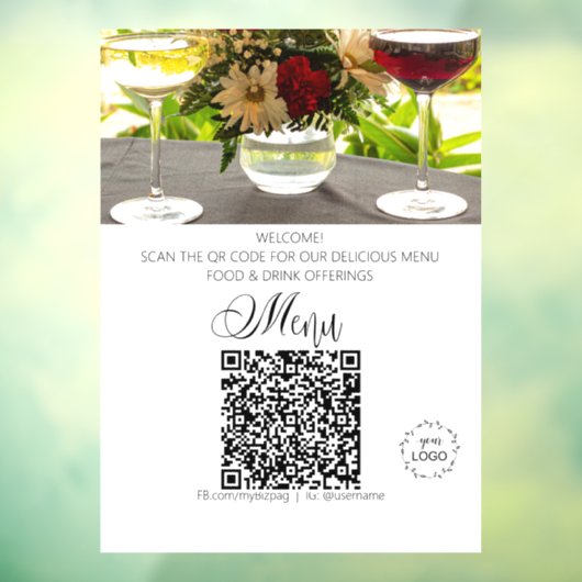 *~* Restaurant Pasen Upload Logo QR Raamsticker (Vel 3)