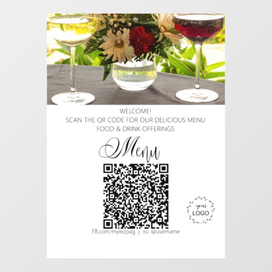 *~* Restaurant Pasen Upload Logo QR Raamsticker (Vel)