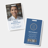 Restaurant Personeel Foto ID Logo Blauw Badge (Voor- en achterkant)