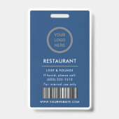 Restaurant Personeel Foto ID Logo Blauw Badge (Achterkant)