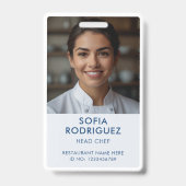 Restaurant Personeel Foto ID Logo Blauw Badge (Voorzijde)