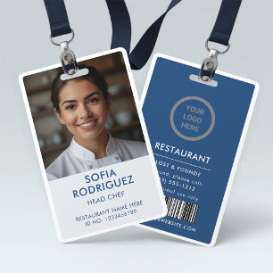 Restaurant Personeel Foto ID Logo Blauw Badge