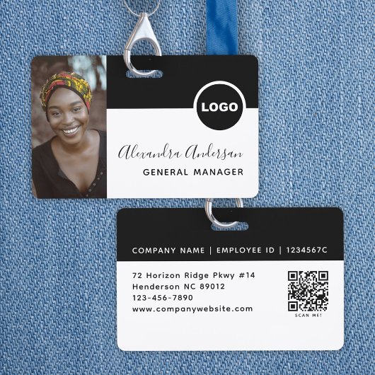 Restaurant Personeelsfoto ID QR-code Zwart Badge
