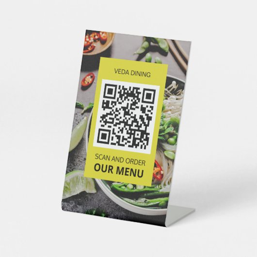 Restaurant Photo Scan Menu Order QR Code Kaart Reclamebord Met Voetstuk (Voorkant)