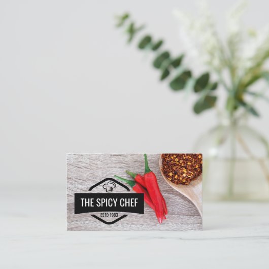 Restaurant | Pittige Chilipepers en Vlokken Visitekaartje (Staand voorkant)