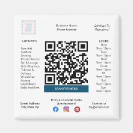 Restaurant & Pizza Shop Magneet met Menu QR Code