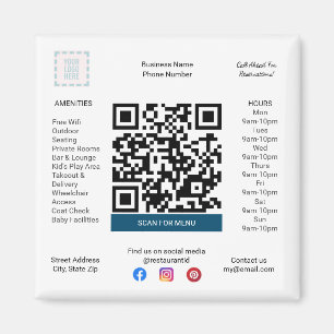 Restaurant & Pizza Shop Magneet met Menu QR Code